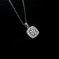 Rounded Square Halo Pendant S925 Silver 4-Claw Centre Full-Diamond Frame, Gift Jewellery - Photo 3
