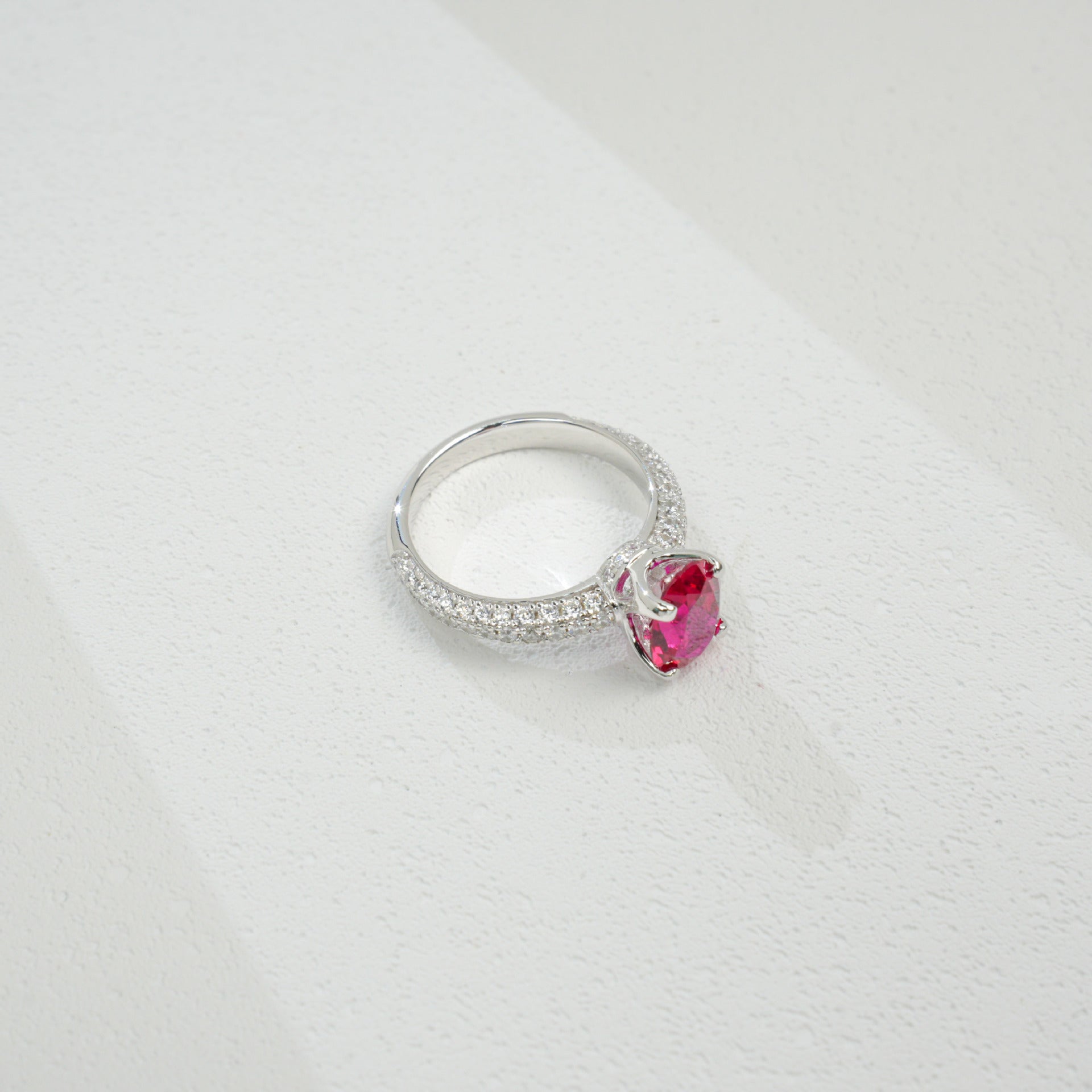 925 Sterling Silver Lab Ruby Ring for Women, Vintage Classic - Photo 5