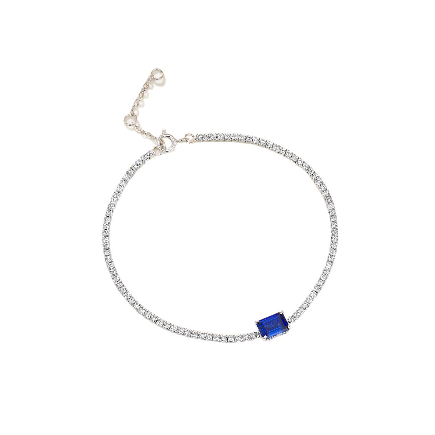 Hot Simple S925 Silver Vintage Bracelet, Lab Sapphire - Photo 5