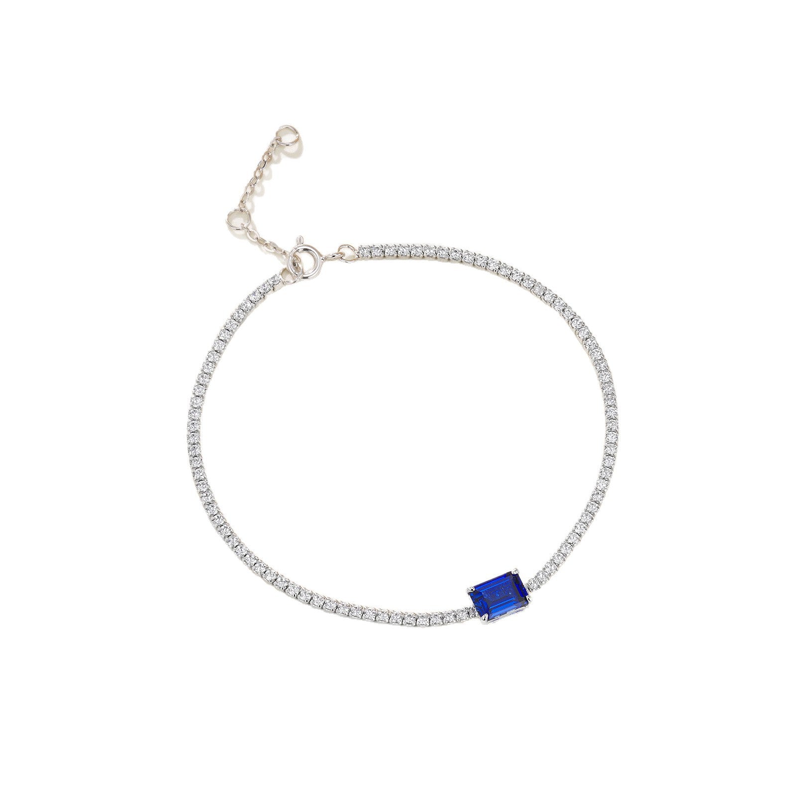 Hot Simple S925 Silver Vintage Bracelet, Lab Sapphire - Photo 5