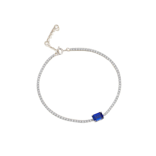 Hot Simple S925 Silver Vintage Bracelet, Lab Sapphire - Photo 5
