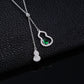 S925 Silver Lab Emerald Gourd Necklace, Creative Hollow Unique - Photo 2