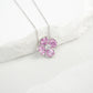 Fresh Four-Leaf Clover Padparadscha Pink Sapphire Pendant Necklace, Girly Valentines Birthday - Photo 2