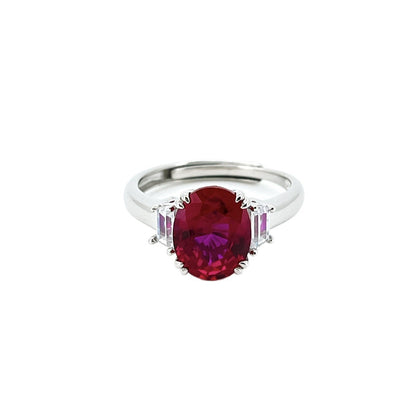 S925 Sterling Silver Oval Ruby Ring, Versatile Design Ring - Photo 5