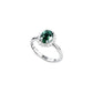 S925 Silver Oval Emerald Open Ring, Classic Halo Design - Photo 5