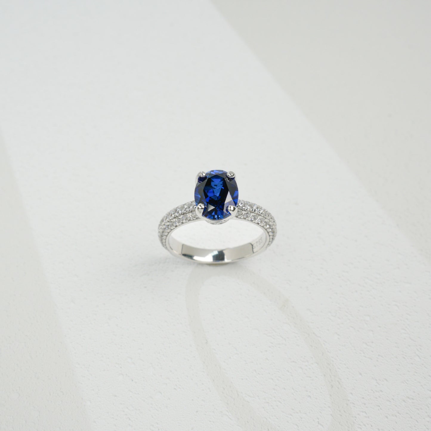 S925 Silver Sapphire Ring Lab coloured Gemstone Cut, Versatile - Photo 3