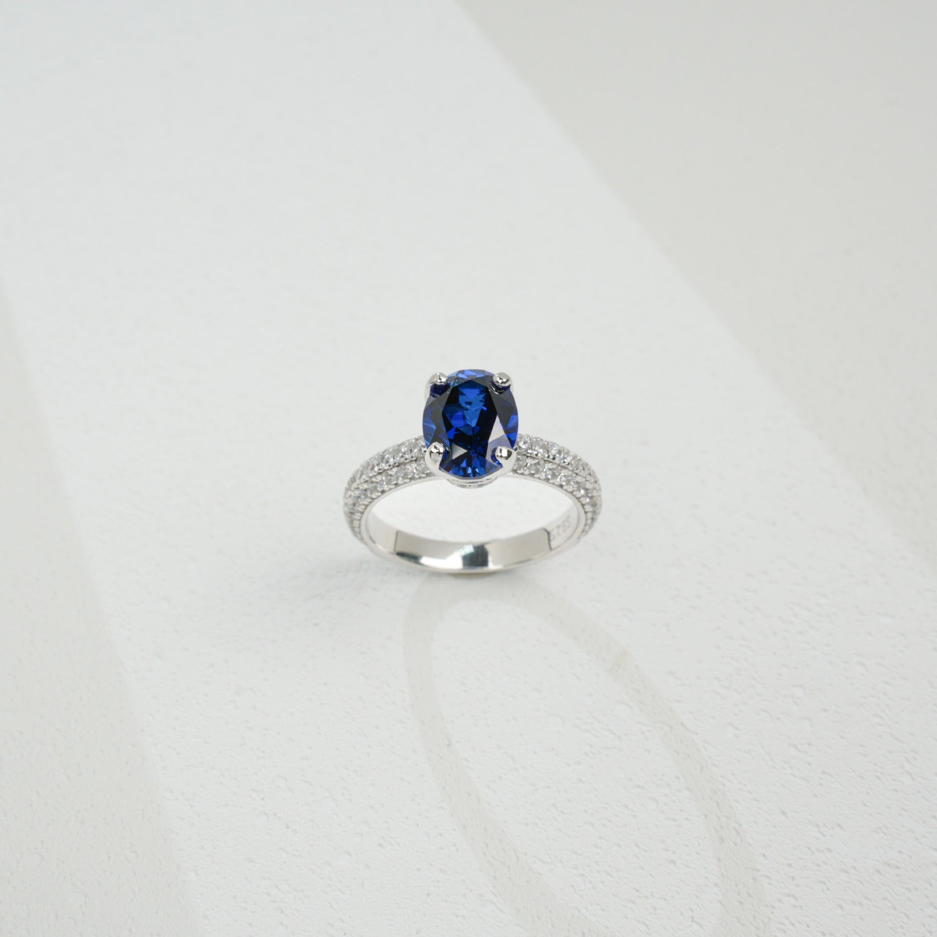 S925 Silver Sapphire Ring Lab coloured Gemstone Cut, Versatile - Photo 3