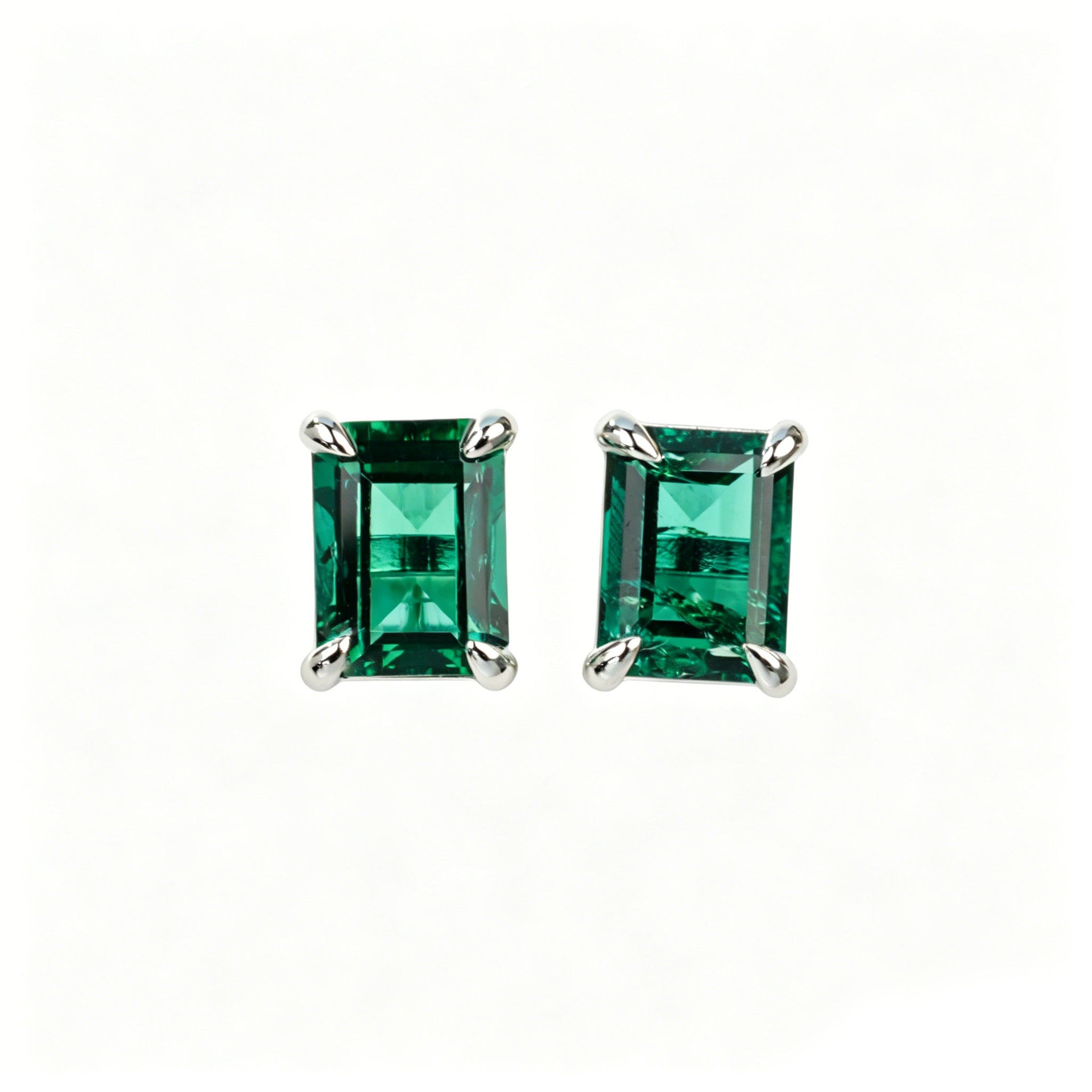 925 Sterling Silver Lab Emerald Square Earrings, Premium Delicate for Women - Photo 5