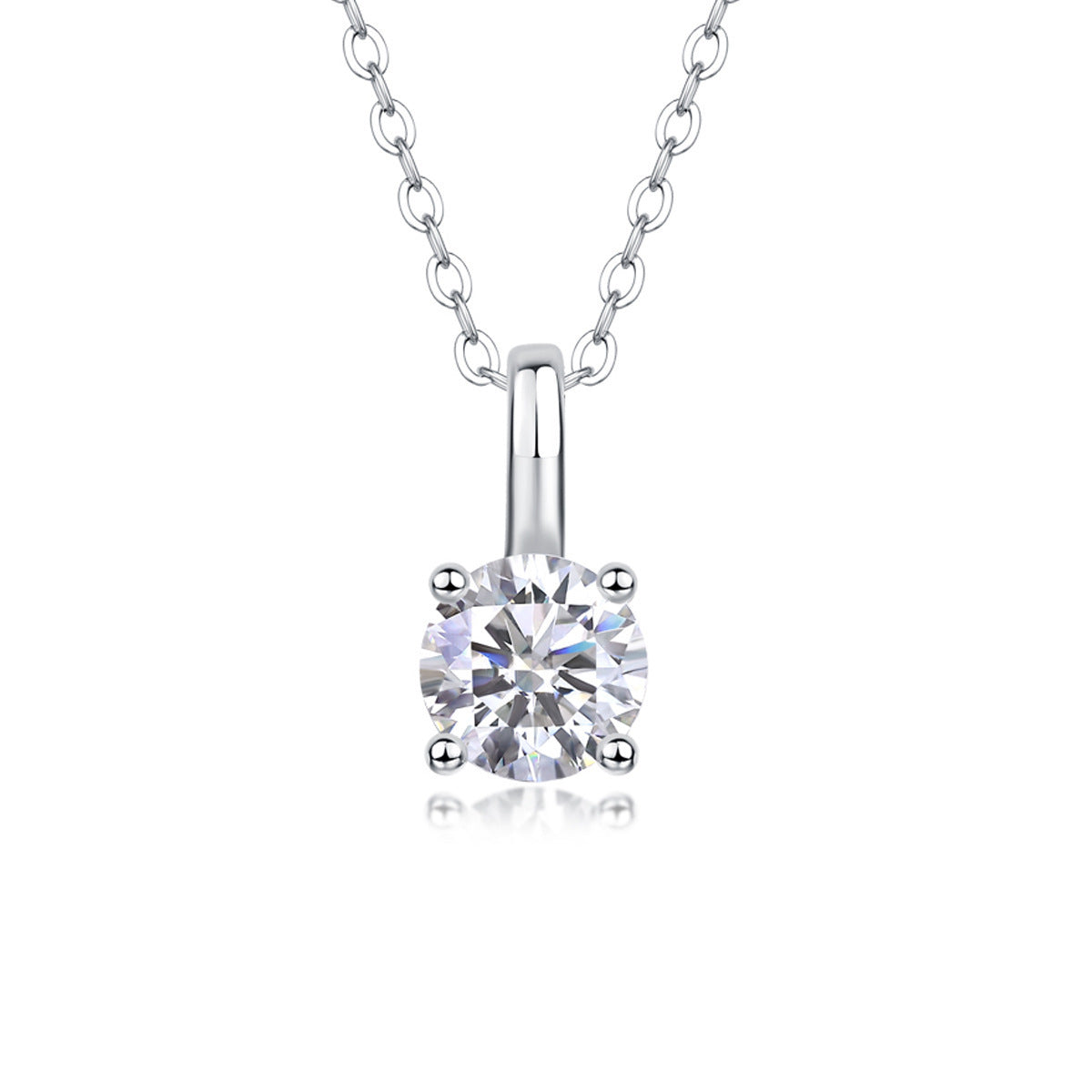 S925 Sterling Silver Lab Diamond Solitaire Choker Necklace, Minimalist Versatile - Photo 2
