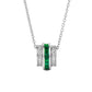 S925 Silver Lab Emerald Cylinder Tube Pendant Necklace, Gemstone Versatile - Photo 5