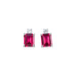 S925 Sterling Silver Lab Ruby Stud Earrings Rectangle Emerald-Cut, Simple Gemstone Earrings - Photo 5