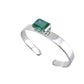 S925 Sterling Silver Lab Emerald Bangle, Premium Vintage Textured - Photo 5