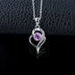 Heart Pink Gemstone Silver Necklace, Diamond Heart Pendant - Photo 1