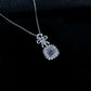 Lab Pink Sapphire Sugarloaf Pendant S925 Rhodium-Plated Bow, Choker Necklace - Photo 4
