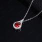 S925 Silver Necklace Pigeon Blood Ruby Pendant Diamond Chain, Premium - Photo 3