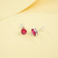 925 Sterling Silver Lab Pigeon Blood Ruby Teardrop Earrings - Photo 3
