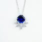 S925 Sterling Silver Royal Blue Sapphire Flower Necklace, Premium Ladies Versatile - Photo 5