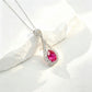 S925 Sterling Silver Lab Ruby Teardrop Necklace for Women, French - Photo 1