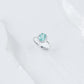 S925 Silver Oval Paraiba Tsavorite Sunflower Multi-Diamond Halo Open Ring - Photo 4