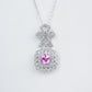 Lab Pink Sapphire Sugarloaf Pendant S925 Rhodium-Plated Bow, Choker Necklace - Photo 5