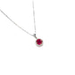 S925 Sterling Silver Lab Pigeon Blood Ruby Round Claw Pendant Choker, Delicate Elegant for Women - Photo 5