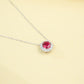 S925 Sterling Silver Lab Ruby Round Pave Choker Necklace, Versatile for Women - Photo 4
