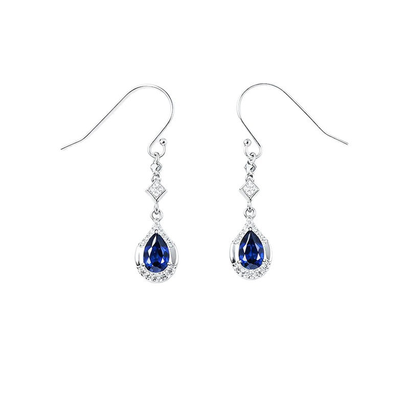 S925 Silver Teardrop coloured Gemstone Diamond Halo Earrings, Date Evening Wedding - Photo 5