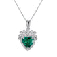 Lab Emerald Necklace S925 Silver Heart 3-Claw Diamond Cluster Love Halo, Valentine - Photo 5