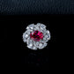 S925 Silver Oval Lab Pink Sapphire Sunflower Ring, Evening Anniversary Gift - Photo 2