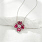 S925 Silver Four-Leaf Clover Flower Lab Ruby Pendant Necklace, Versatile Birthday Valentines - Photo 4
