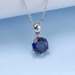 S925 Silver 6-Claw Solitaire Lab coloured Gemstone Multicolor, Simple Versatile Choker - Photo 2