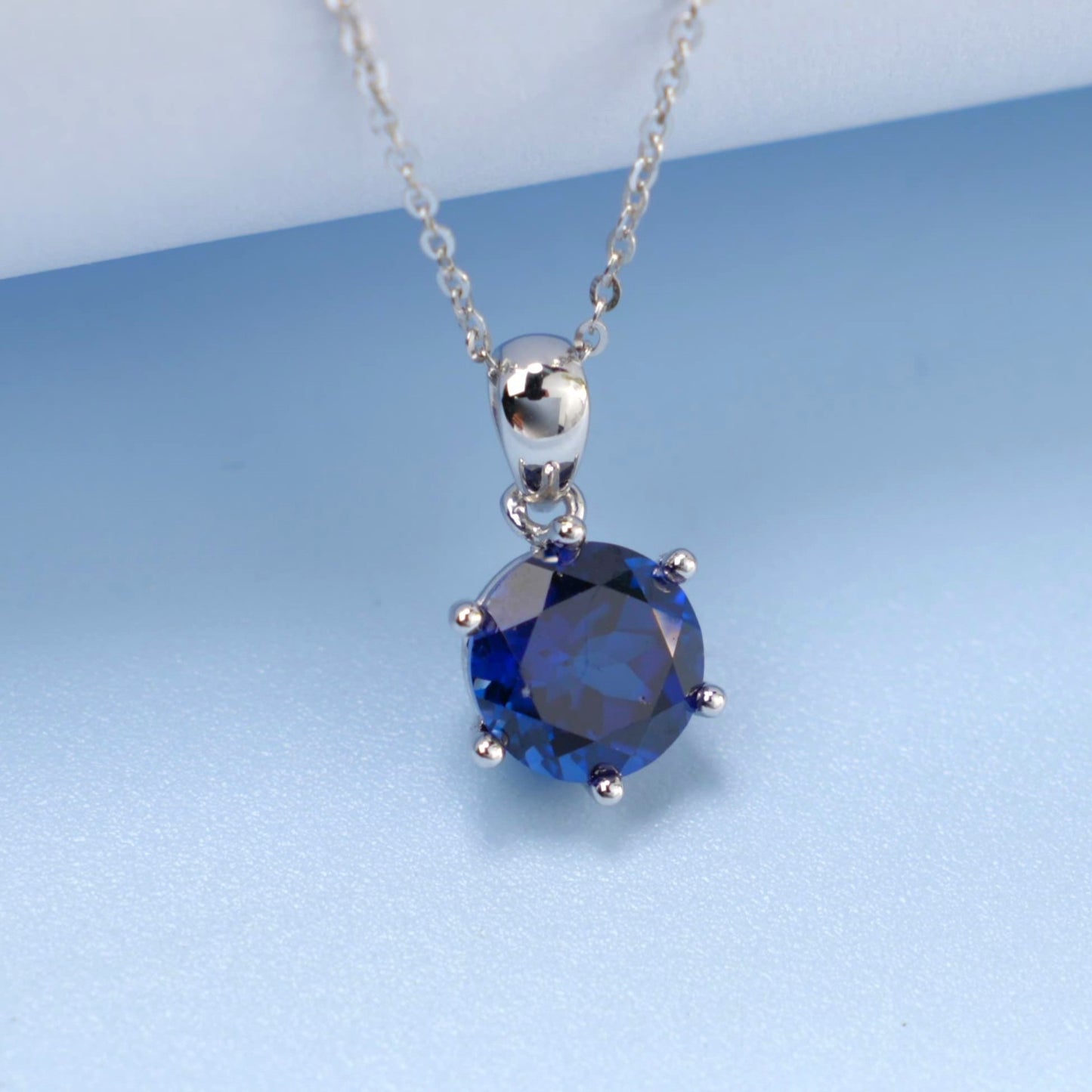 S925 Silver 6-Claw Solitaire Lab coloured Gemstone Multicolor, Simple Versatile Choker - Photo 2