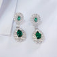 Lab Emerald Earrings 925 Silver Premium Elegant Bold Oval Teardrop - Photo 3