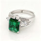 S925 Sterling Silver Lab Emerald Ring Adjustable, Premium Ring Gift - Photo 3