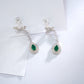 S925 Sterling Silver Lab Emerald Stud Earrings, Teardrop Butterfly Diamond - Photo 2