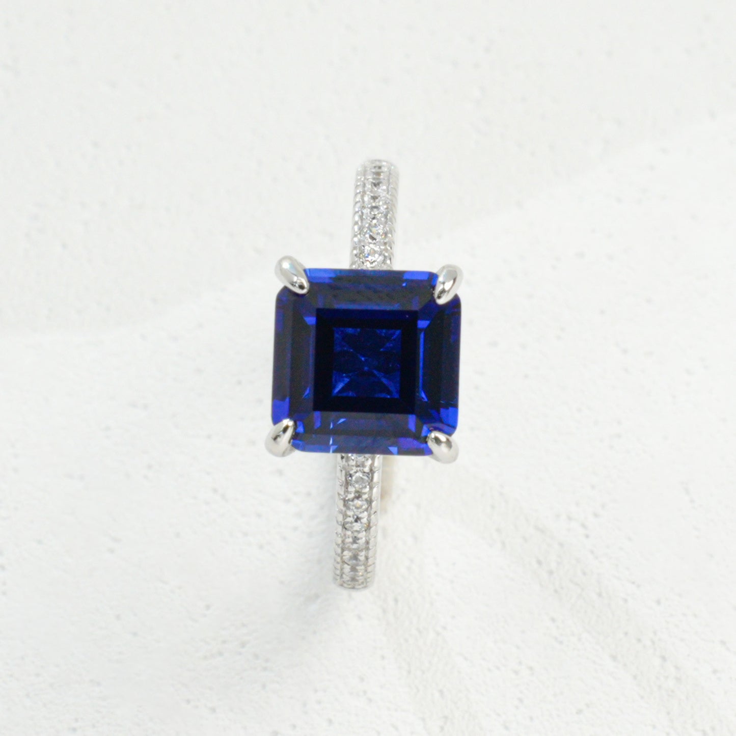 S925 Sterling Silver Lab Sapphire Ring, Vintage Versatile Unisex - Photo 5