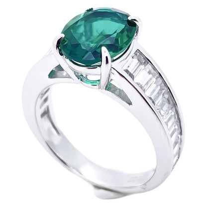 S925 Sterling Silver Emerald Pave Ring for Women, Minimalist Vintage - Photo 5