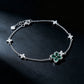 S925 Silver Four-Leaf Clover Lab Emerald Bracelet, Full Diamond Flower - Photo 4