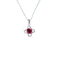 S925 Sterling Silver Lab Ruby Four-Leaf Clover Pendant Choker Necklace, Girlfriend Gift - Photo 5