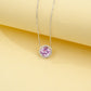 S925 Silver Classic Lab Pink Sapphire Single-Halo Necklace, Gentle Anniversary Gift - Photo 2