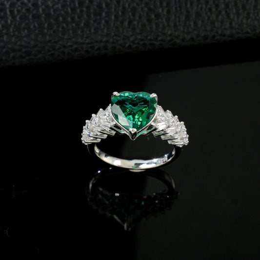 925 Sterling Silver Lab Emerald Ring, Premium Bestie Gift - Photo 2