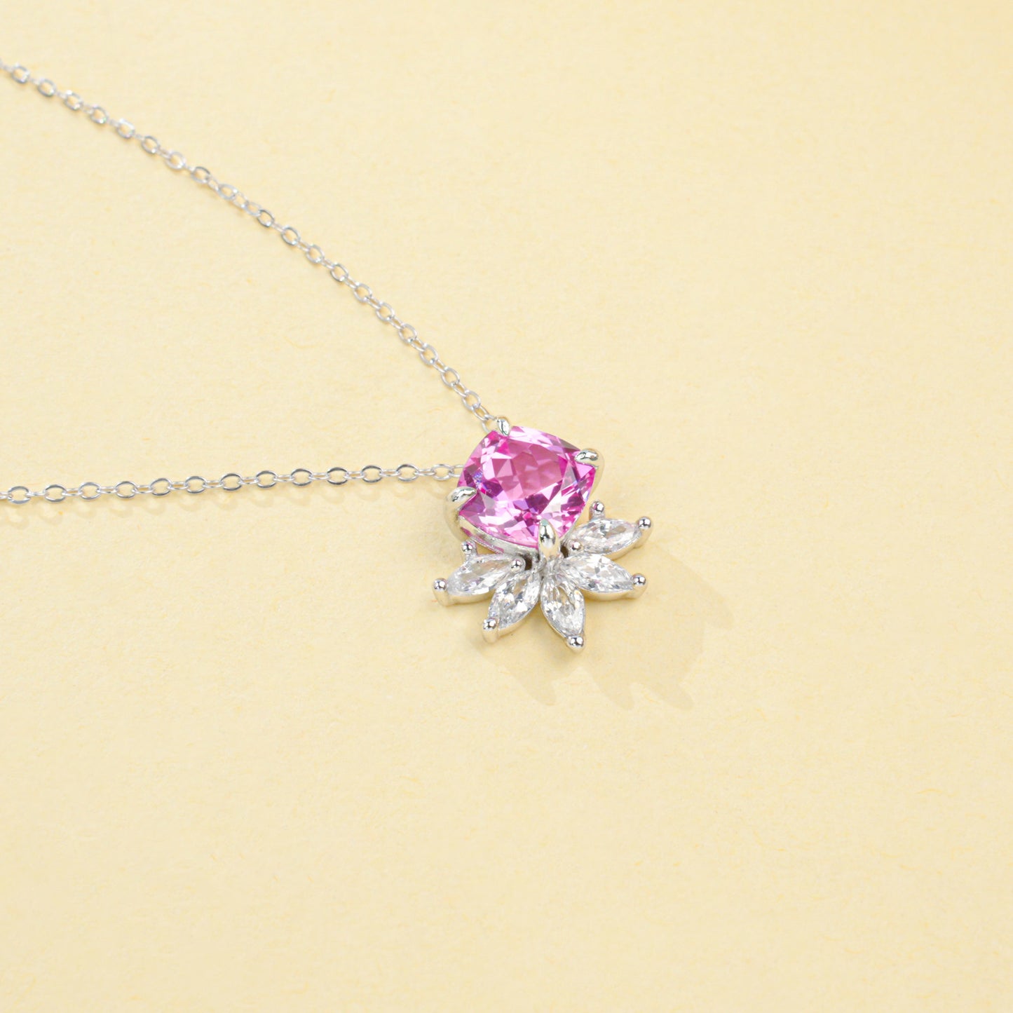 925 Sterling Silver Lab Padparadscha Necklace, Versatile Designer Premium - Photo 4