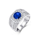 925 Sterling Silver Lab Sapphire Ring, Unisex Versatile - Photo 5