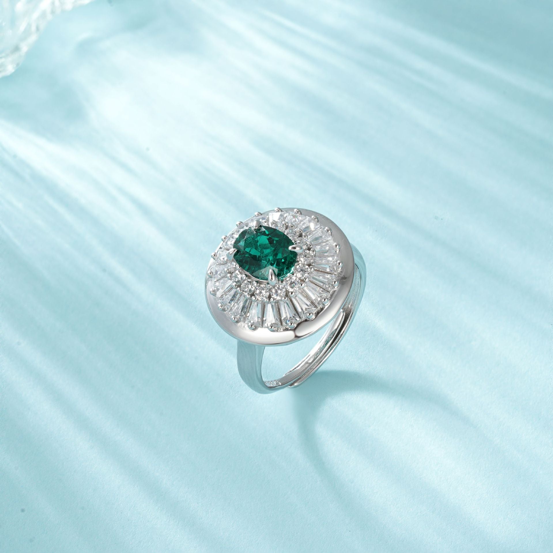 Pigeon-Egg Lab Emerald Ring S925 Silver, Lab Gemstone Ring - Photo 2