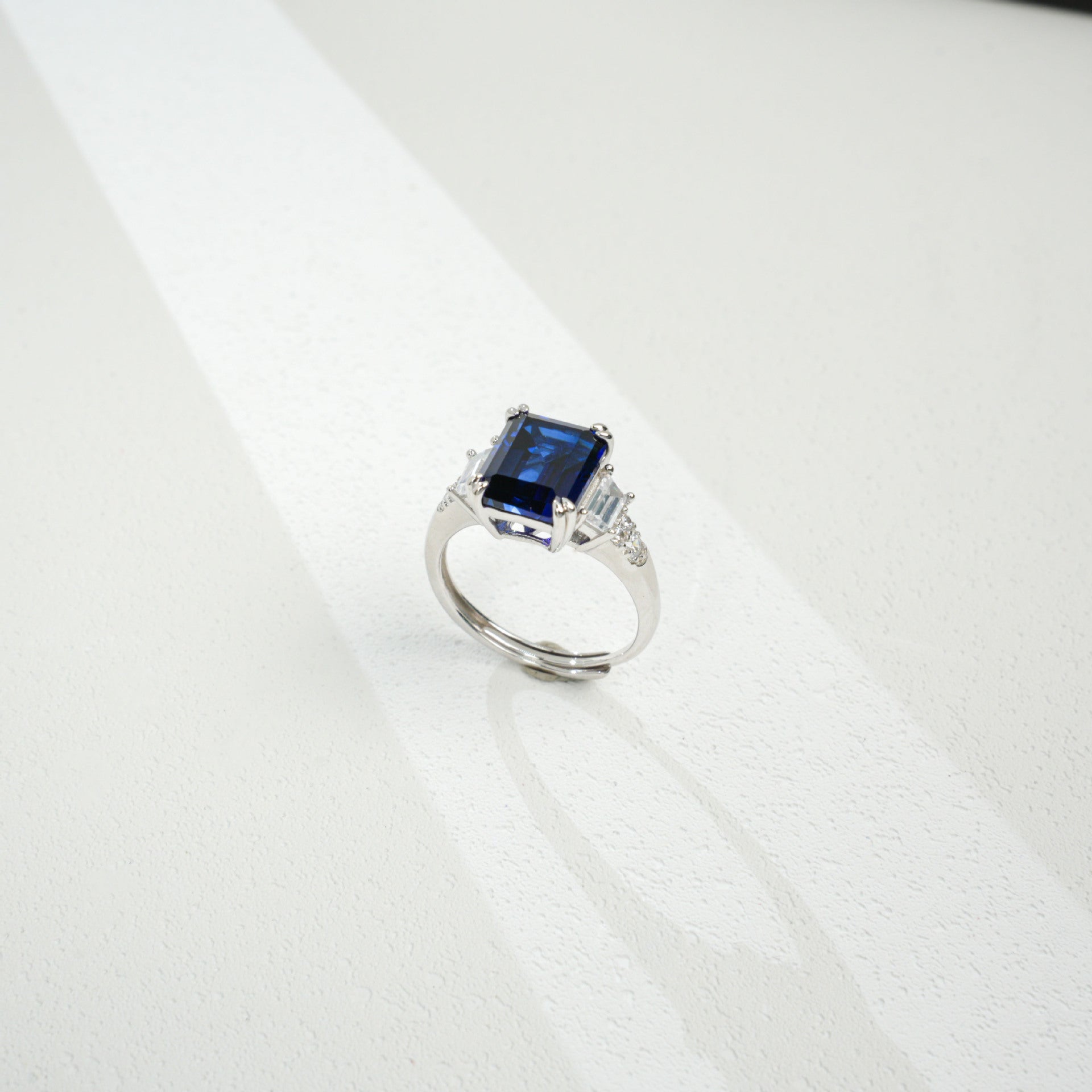 Sterling Silver Lab Sapphire Ring, Versatile Unique Design - Photo 3