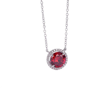 S925 Silver Necklace Pigeon Blood Ruby Pendant Diamond Chain, Premium Versatile - Photo 1