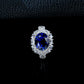 S925 Sterling Silver Oval Lab Sapphire Ring, Premium Engagement for Women - Photo 4
