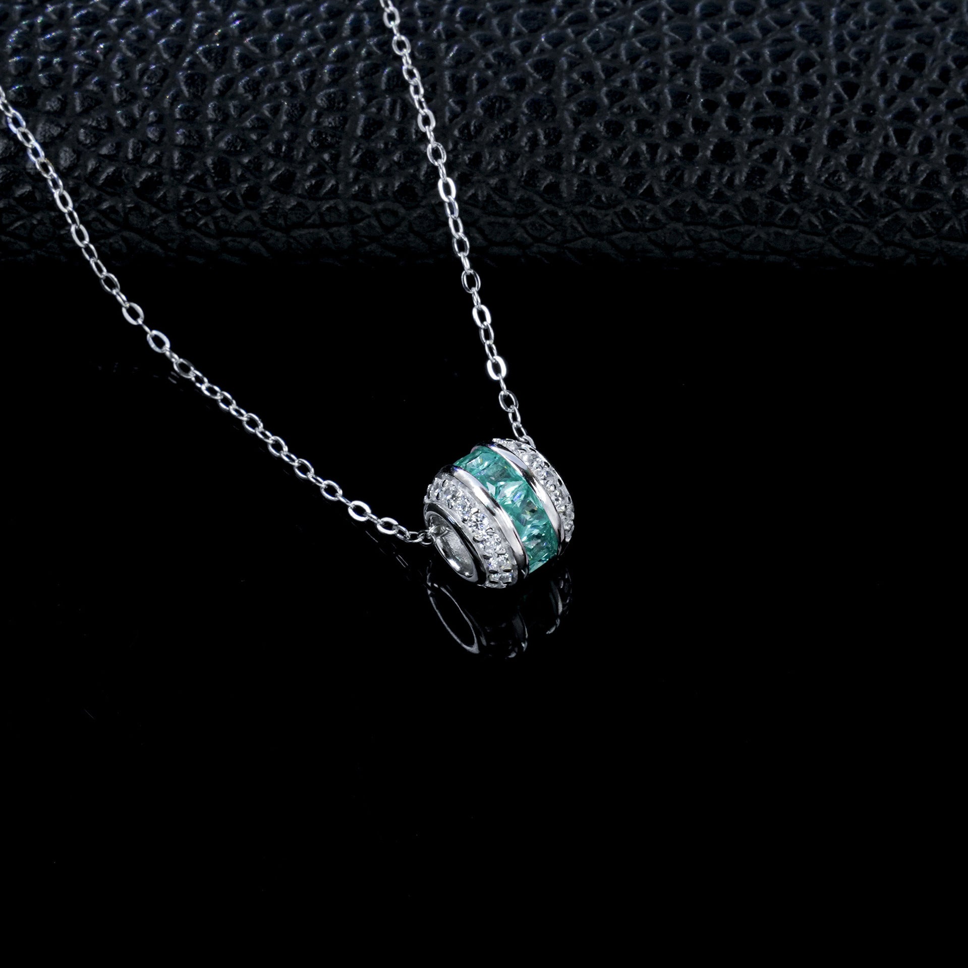 S925 Silver Paraiba Tube Pendant Necklace, Stone Necklace Diamond - Photo 3