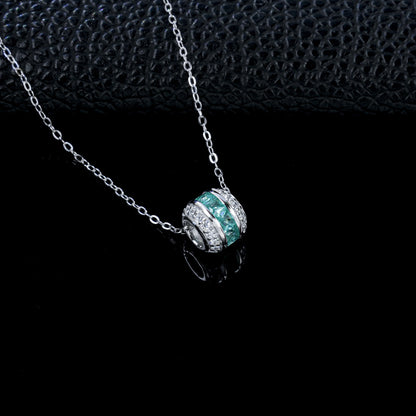S925 Silver Paraiba Tube Pendant Necklace, Stone Necklace Diamond - Photo 3