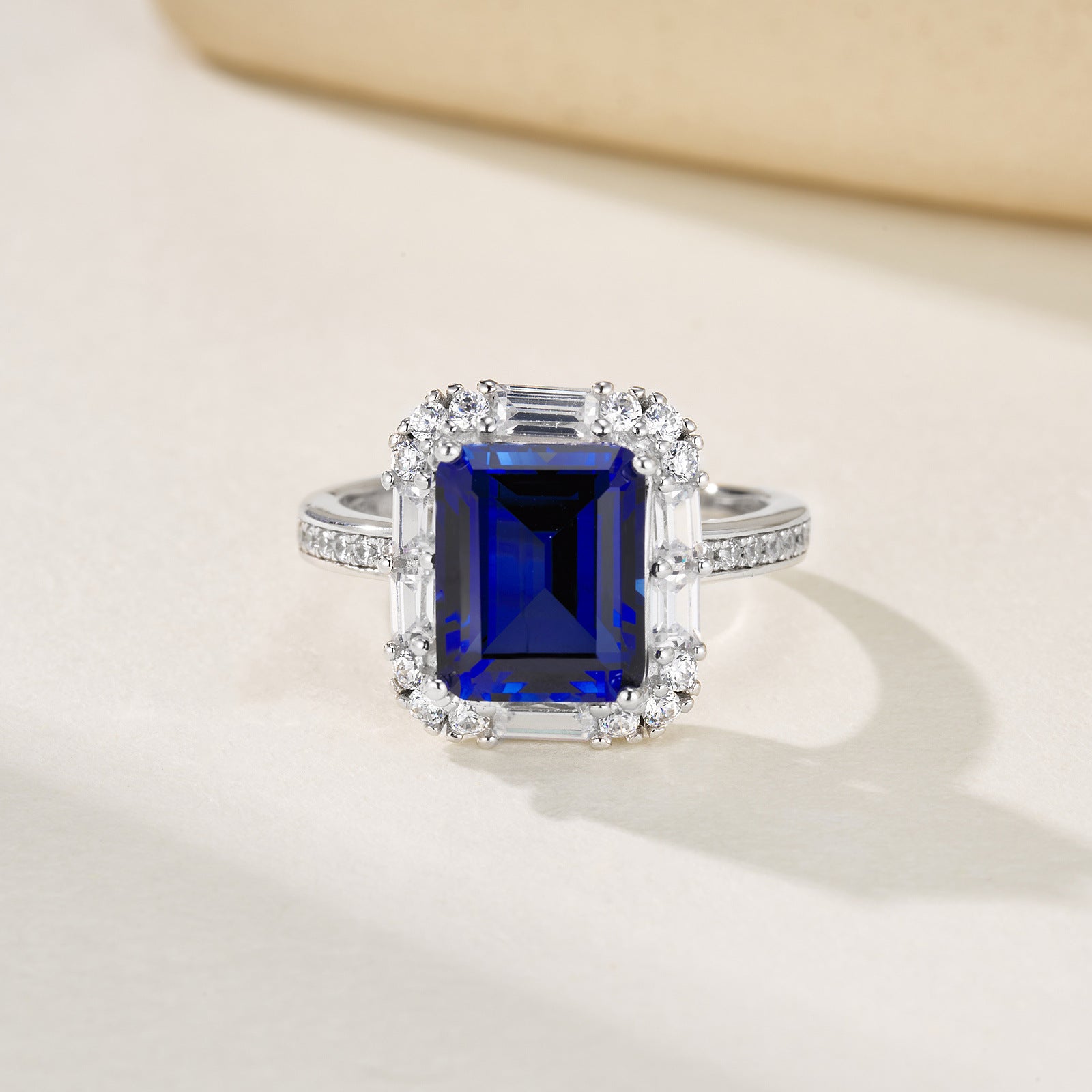 S925 Sterling Silver Lab Sapphire Ring Adjustable, Premium Ring Gift - Photo 4